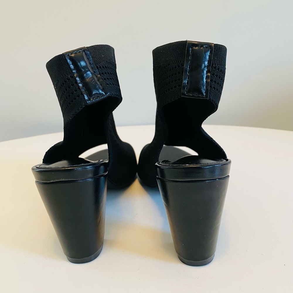 Peep Toe Booties, Size 40, Minimalist Open Toe Chunky Heeled Slingback Boots - Picture 7 of 9